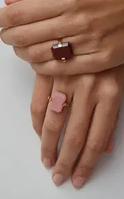[Aliita] Deco Sandwich 9K Yellow Gold Opal, Carnelian Ring