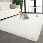 TWINNIS Super Soft Shaggy Rugs Fluffy Carpets Indoor 8x10 Feet Cream White