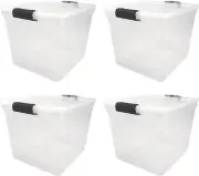 31 Quart Secured Seal Latch Extra Large Single Clear Stackable Storage Container