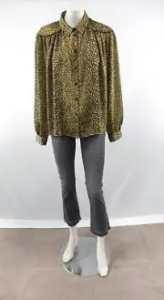 NWT TOP SHOP Women's Leopard Print Button Up Shirt Size 10 #OS738
