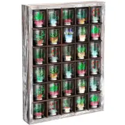 Display Case Box Shot Glass 17''x12'' Retro Wooden Glasses Holder Wall Mounted