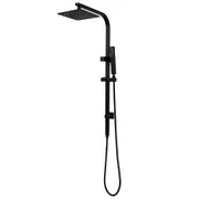 ACA WELS Black Square 8" Rain Shower Head Set Gooseneck Rail Wall Arm