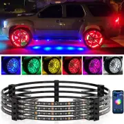 4x 15.5" LED RGB Wheel Ring Rim Lights Bluetooth Brake&Turn Signal For Truck SUV