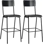 Bar Chairs 2 pcs Black Solid Plywood Steel Bar Chair