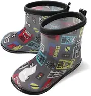 Kids Foret(キッズフォーレ) KidsForet KFB JR Bullet Train Pattern Rain Boots, BL 16 Black, Black, 16.0 cm