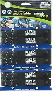ROK Straps ROK-10358 Black/Reflective 12" - 42" Pack Adjustable Stretch Strap