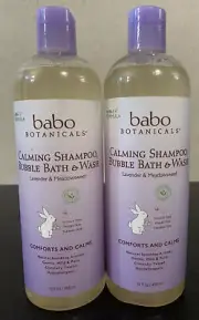 Babo botanicals Calming Shampoo Bubble Bath & Wash Lavender&Meadowsweet LOT OF 2