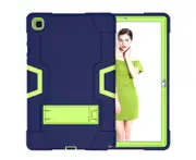 Heavy Duty 3 Layer Armor Full Body Protection Kickstand Shockproof Case forSamsung Galaxy Tab A7 10.4 2020 Model (SM-T500/T505/T507) -Navy&yellow