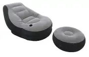 Blow Up Chair w Footrest Inflatable Ottoman Recliner Couch Bed Sofa Mattress Up
