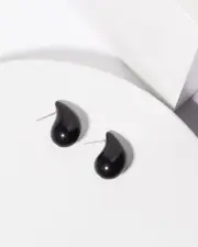 Black Liquid Tear Drops Stud Earrings