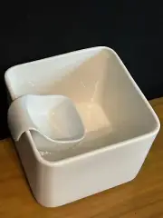 Crate & Barrel CB2 White Box Serving Bowl W/ Sidecar Dipper NWT