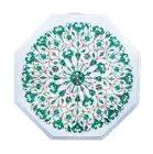 21" Marble side end table top semi precious stones malachite inlay home decor
