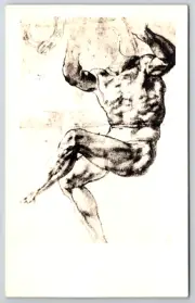 RPPC Study for the Sistine Ceiling by Michelangelo Art Vintage Postcard