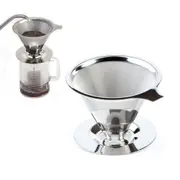 Stainless Steel Drip Cone Coffee Filter Portable Cone Pour-Over Coffee Metal Fine Mesh