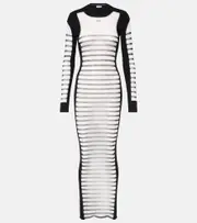 [Jean Paul Gaultier] Jean Paul Gaultier Mariniere striped semi-sheer mesh maxi dress AU 12 white