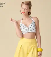 Simplicity 1426 Sz 4-22 Halter Strapless Crop Top Bra Open Back Tattoo Pattern