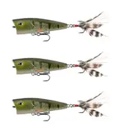 3x 13 Fishing 75mm Poppy Mc Pop Face Topwater Popper Lures - Dark Gill