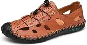 [ZHNSHM] Sandals Men's Summer Leather Outdoor Slippers Water Fisherman Breathable Sandals