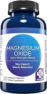 MD. Life Magnesium Oxide Supplement – 90 Capsules - High Absorption Magnesium Supplement for Vascular Health, Leg Cramps, Magnesium for Sleep - Non GMO