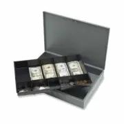 Sparco Cash Box,w/ 2 Keys,10 Compartments,15-2/5"x10-1/2"x2-1/4,GY (SPR15500)