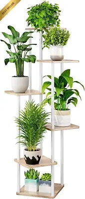 6-Tier Metal Plant Stand Indoor Corner Shelf for Multiple Plants White
