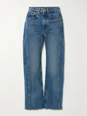 [B SIDES] B SIDES - Relaxed Cuffed Lasso High-rise Wide-leg Jeans - Mid denim - 28 28 Blue