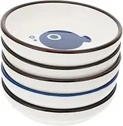 LAPYAPPE 5pcs Ceramic Seasoning Dishes Whale Design Appetizer Plates for Dipping Condiments and Spices Elegant Tableware for Home Restaurant Use