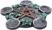 HAWILLOSCH Rustic Pentagram Candle Holder for Ritual Altar Accessory Unique Gothic Decor for Home Ceremonies Energy Gathering Prop Floral Design Fits