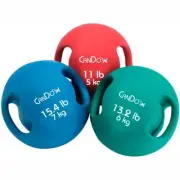 Fabrication Enterprises 11 lbs CanDo Molded Dual-Handle Medicine Ball Red