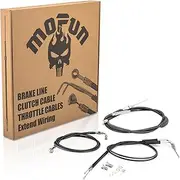 Mofun Throttle and Idle Cable Kit & Clutch Cable & Non-ABS Hydraulic Front Brake Line Compatible with Harley Dyna Low Rider Street Bob Super Glide 2007-2011, for 14"-16" Handlebar Black