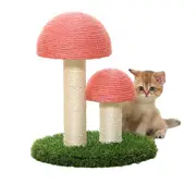 Catzon Cat Scratching Post Mushroom Natural Durable Sisal Board Scratcher-Pink