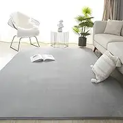Area Rug Playmat for Kids, 1cm Thick Coral Velvet Non-Slip Fluffy Carpet, Modern Washable Soft Fur Floor Play Mat Throw Rugs for Living Room,Bedroom,Playroom (Grey, 160x80cm)