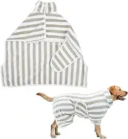 Dog Bath Coat - Ultra Absorbent Microfiber Quick Dry Striped Bathrobe - Corn Flannel Super Soft Towel With Adjustable Neck Snap Fastening for Baths, Swims (M)