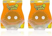 [Scrub Daddy] Sponge Holder - Caddy With Suction, Sink Organizer for Kitchen and Bathroom, Self-Draining, Easy to Clean, Dishwasher Safe, Universal for Scrubbers - 2 Pack