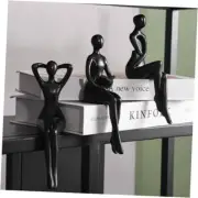 Black Decor Thinker Statue Book Shelf Decor, Minimalist Modern Home Decor
