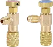 2Pcs Liquid Safety Valve R410A R22 Air Conditioning Refrigerant, R22 Refrigerant Charging Valve, 1/4" Safety Adapter Refrigerant Charging Valve