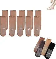 [FBIEE88TR] Invisible Slip-Resistant Crystal Silk Socks, Summer Soft Silk Sheer Sheer Tulle Ankle Socks for Women(10pairs(Coffee))