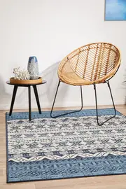 Rug Culture White & Blue Outdoor Tribal Rug