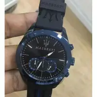 在飛比找Yahoo!奇摩拍賣優惠-二手全新海外現貨瑪莎拉蒂手錶MASERATI手錶黑色錶面黑色
