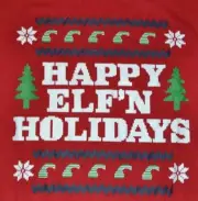 NEW Pajamas Holidays Christmas HAPPY ELF'N Set Fleece Adult MEDIUM