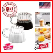 2 Pcs Small Creamer Pitcher, Elegant Wave Shaped Glass Creamer Pitcher, Coffe...