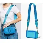 $325 NWT Marc Jacobs Blue Leather Webbing Strap Snapshot Camera Crossbody Bag