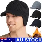 Warm Ear Protection Cycling Cap with Velvet Beanie Hat with Brim Men's Knit Cap