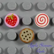 NEW Lot/3 Lego Minifig COOKIE CANDY STRAWBERRY 1x1 Round FLAT TILE -Friends Food