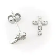 Sparkling Gemstone Cross Post Earrings in SOLID Sterling Silver