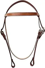 WEMBILS Western Leather Latigo Browband Headstall Double Stitched Brown Bridle for Horse, Equestrian Gifts for Horses (Tan)