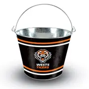 Wests Tigers NRL 5L Galvanised Tin Ice Bucket with Handle