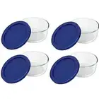 Pyrex Simply Store 7200 Glass Food Storage Bowls w/ 7200-PC Blue Lid Covers