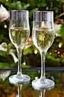 Champagne Wine Crystal glass set of 6 Flute 7oz Silver Modern Design Wedding