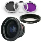 Bower 30.5mm 0.38x Wide Angle Lens, Filters for JVC Everio GZ-MS120 Camcorder